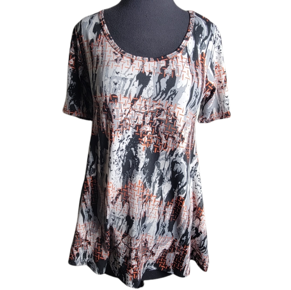 LuLaRoe perfect T women's size XXS abstract print scoop neck short sleeve top